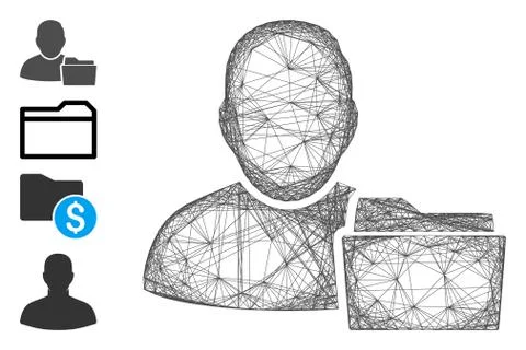 Linear User Document Folder Vector Mesh 스톡 일러스트