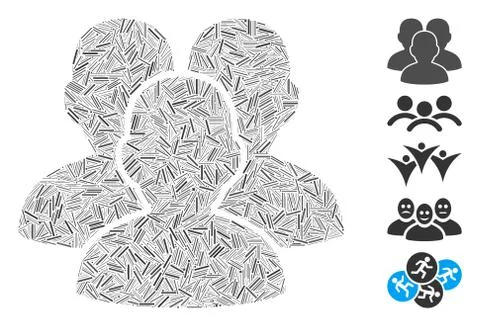 Linear User Group Icon Vector Collage Stock Illustration