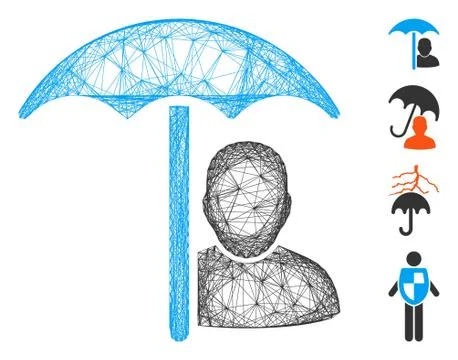Linear User Protection Umbrella Vector Mesh 스톡 일러스트