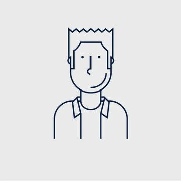 Linear vector avatar of hipster guy in shirt Stock Illustration