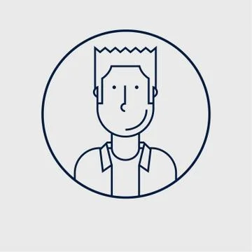 Linear vector avatar of hipster guy in shirt Stock Illustration