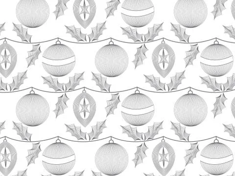 Linear vector Christmas Ball pattern for X mas, repeating abstract Geometry b Stock Illustration
