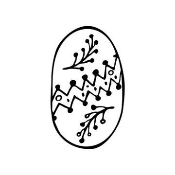 Linear vector icon of an Easter egg with hand-drawn decorative ornament Stock Illustration