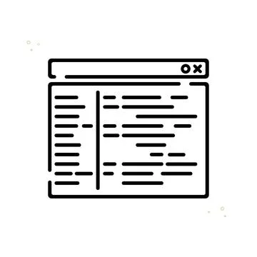 Linear vector icon program code. Page filled outline icon. イラスト素材