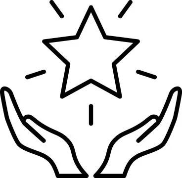 Linear vector icon of a star in the hands as a business values Foto stock