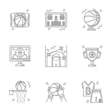 Linear vector icons for basketball Stock Illustration