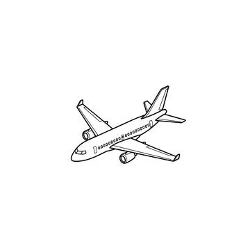 Linear vector illustration of commercial airplane Stock Illustration