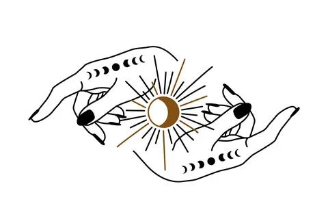 Linear vector illustration of hands.  Stock Illustration