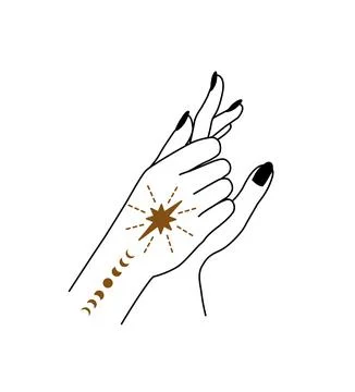 Linear vector illustration of hands.  Stock Illustration