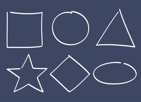 Linear vector image on a black background, a set of geometric shapes and si.. Stockillustratie