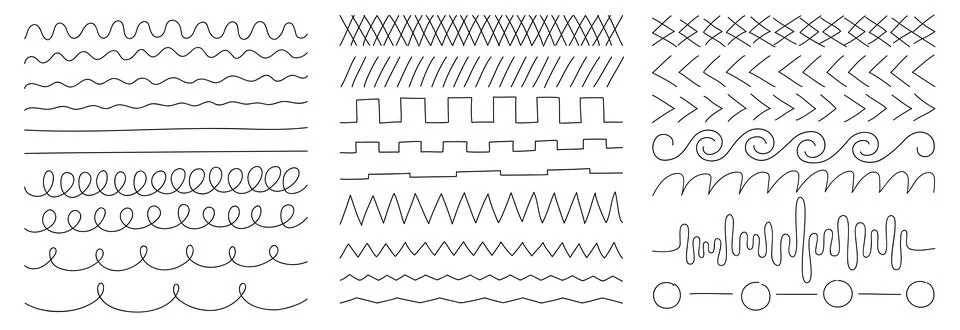 Linear vector image on a white background, a set of geometric lines and sha.. Stock Illustration