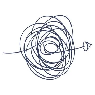 Linear vector image on a white background, a line with an arrow at the end,.. Stock Illustration