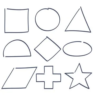 Linear vector image on a white background, a set of geometric shapes and si.. Stockillustratie
