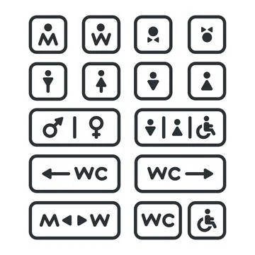 Linear vector image on a white background, set of icons on the theme of toile Stock Illustration