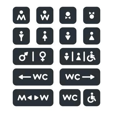 Linear vector image on a white background, set of icons on the theme of toile Stock Illustration