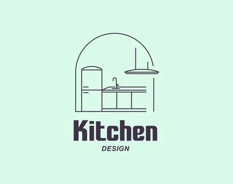 Linear vector logo featuring a kitchen set Stock Illustration