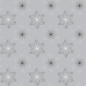 Linear vector pattern, repeating abstract leaves, gray line leaf or flower, Illustrazione stock