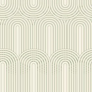 Linear vector pattern, repeating abstract arches, green lstripes. 스톡 일러스트