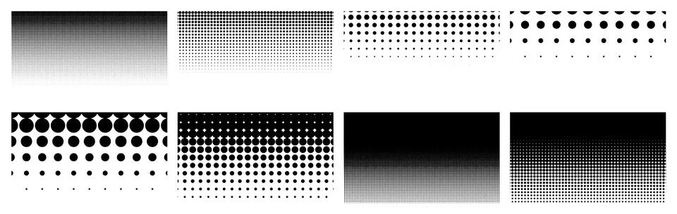 Linear Vertical Halftone Patterns Collection - vector illustration Stock Illustration