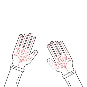 Linear virtual gloves on hands Stock Illustration
