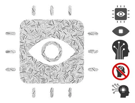 Linear Vision Processor Icon Vector Mosaic Stock Illustration