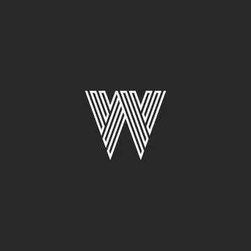 Linear W letter logo modern monogram, maze shape black and white broken lines Illustrazione stock