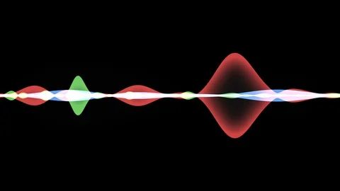 Linear waveform concept of speech recognition, sound recording on black back Video stock 121725615