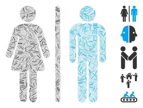 Linear WC Persons Icon Vector Mosaic Illustrazione stock