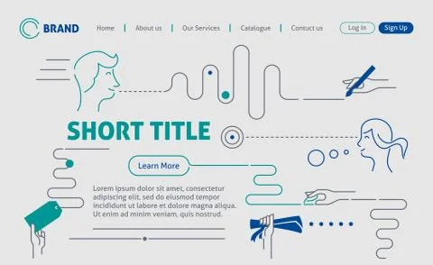 Linear webpage template, vector illustration Stock Illustration
