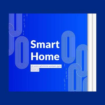 Linear white lines forming a smart home themed banner with fingerprint secu.. 库存插图