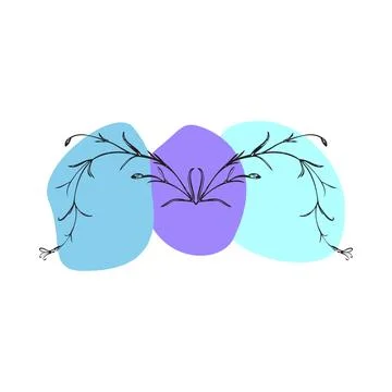 Linear wildflower on color patch isolated on white background. Vector illus.. 스톡 일러스트