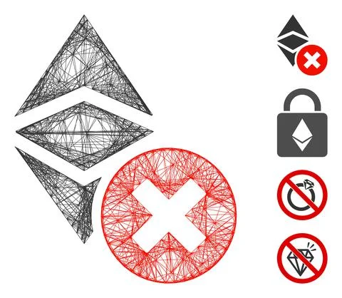 Linear Wrong Ethereum Classic Vector Mesh Stock Illustration