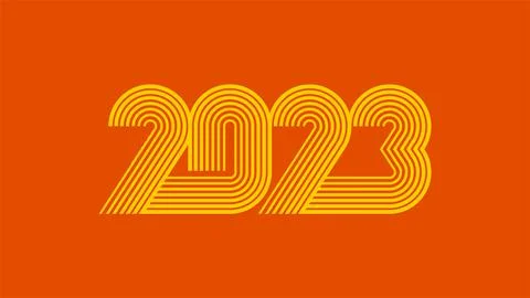 Linear yellow 2023 elegant text design for new year wallpaper stock vector Stock Illustration