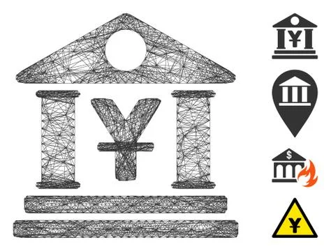 Linear Yen Bank Building Vector Mesh Ilustración de archivo