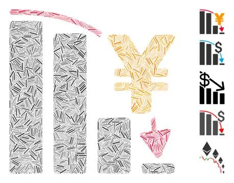 Linear Yen Epic Fail Chart Icon Vector Collage Illustrazione stock