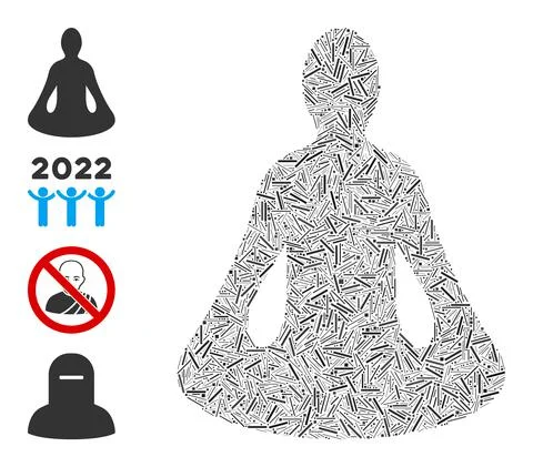 Linear Yoga Icon Vector Collage Illustrazione stock