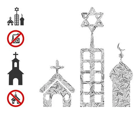 Linear Zion City Icon Vector Collage Ilustração Stock