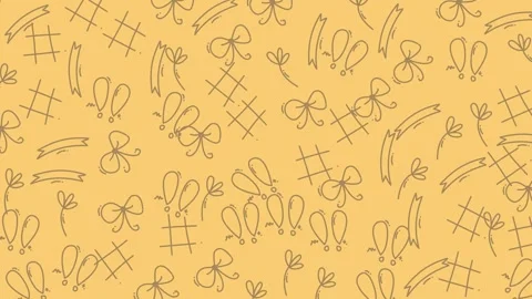 Lineart doodle of a repeating pattern with bows ribbons and flowers Stock Footage 333048420