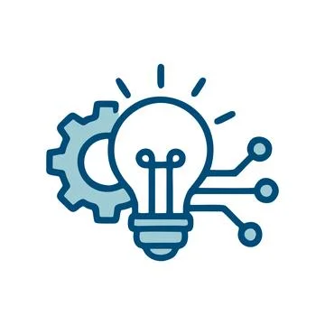 Lineart Technology Lightbulb Idea with Gear Innovative Concept Icon Stockillustratie