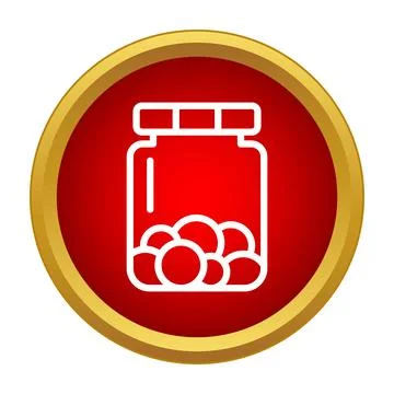 Lined candy jar icon on red circle Stock Illustration