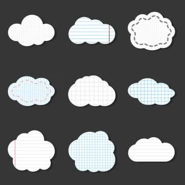 Lined cloud vector icons. School stickers notebook style イラスト素材