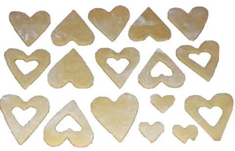 Lined cookies on a baking sheet with paper white background Foto stock