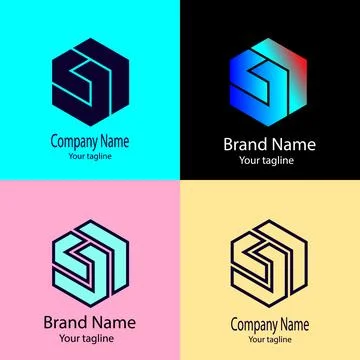 Lined Cube logo Stock Illustration