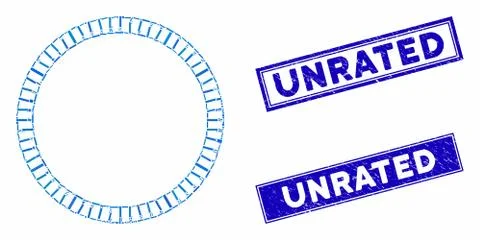 Lined Double Circle Frame Mosaic and Scratched Rectangle Unrated Seals 스톡 일러스트