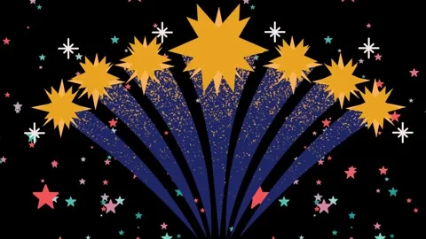 Lined Flats &amp; Textured New Year Party Fireworks Stock Footage 296616146