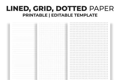 Lined Grid And Dotted Paper Kdp Interior Stock Illustration