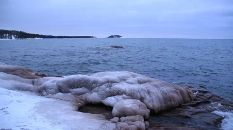 Lined up islands in lake superior Stock Footage 37216843