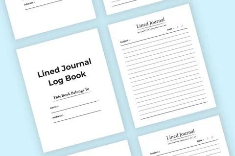 Lined journal KDP interior. Lined journal template. Lined journal work list n Stock Illustration