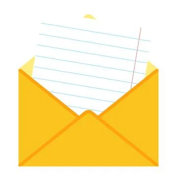 Lined letter in an open envelope Illustration
