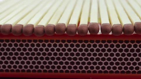 Lined up matches dolly shot, close up video. 4K macro Stock Footage 155277078